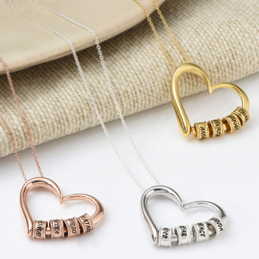 Heart-shaped engraved love charm necklace