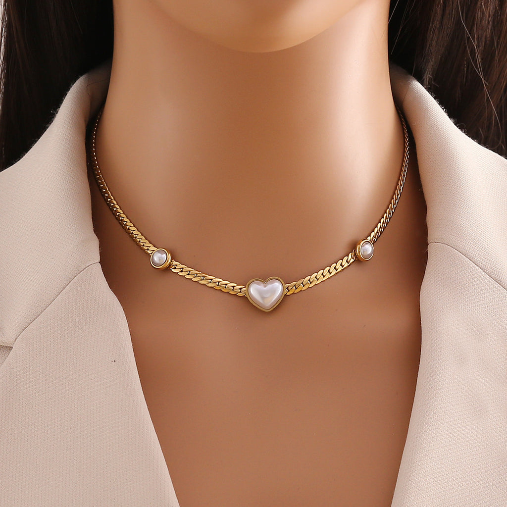 Love Heart Pearl Pendant Necklace