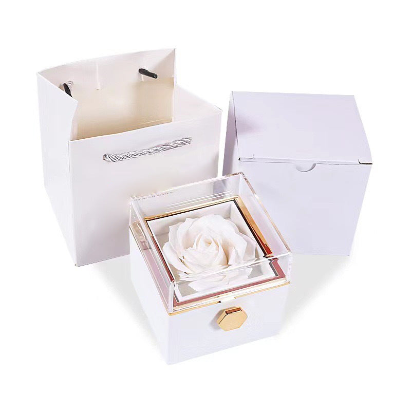 Rotating Rose Flower Jewelry Box