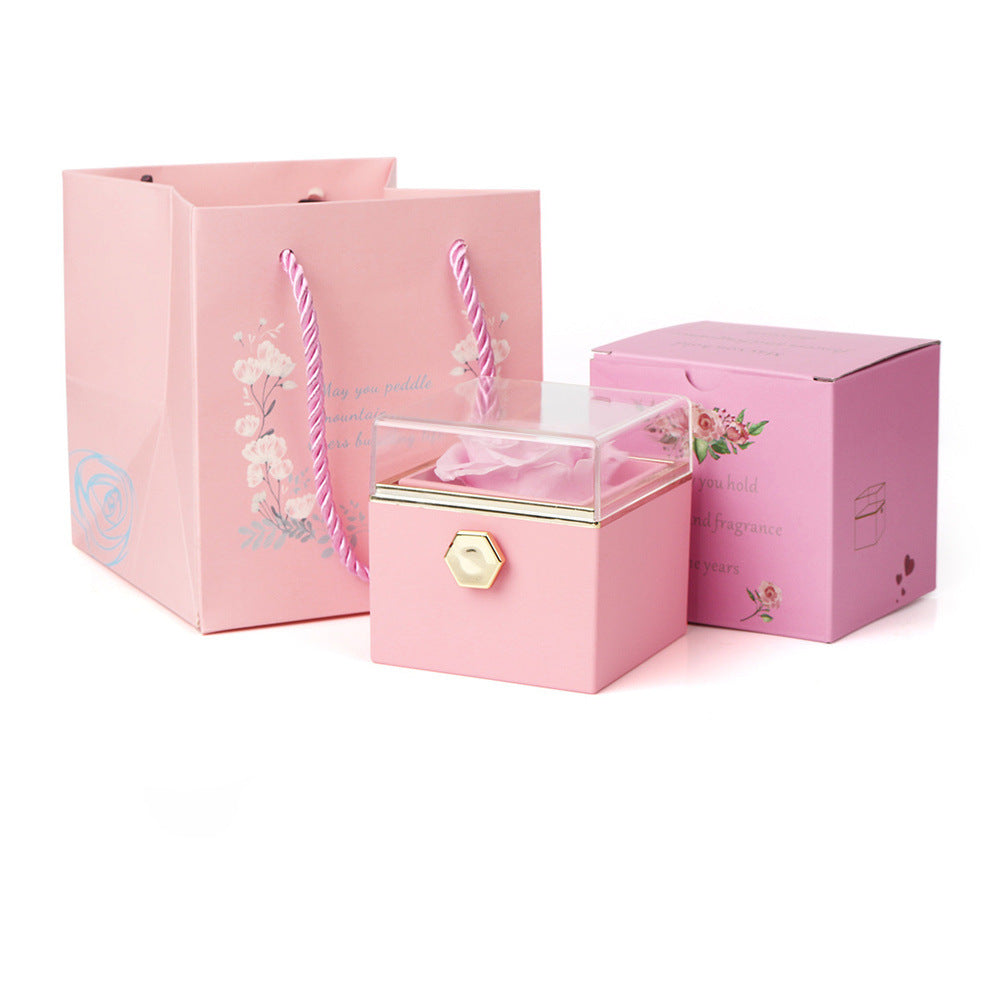 Rotating Rose Flower Jewelry Box