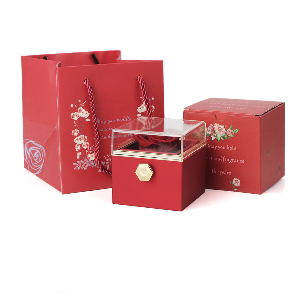 Rotating Rose Flower Jewelry Box